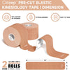 CKeep Kinesiology Tape 2 Rolls, Cotton Elastic Premium Athletic Tape, 33 ft 40 Precut Strips in Total